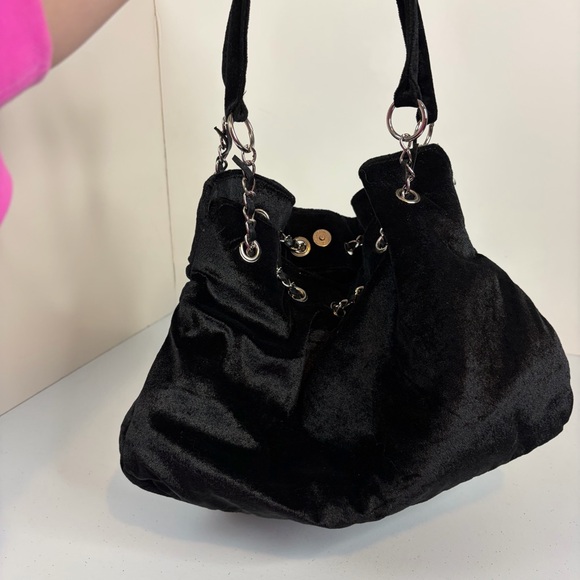 Y2K Black Velvet Sequin Butterfly Shoulder Bag Floral Beaded Boho Purse vintage - Picture 9 of 14